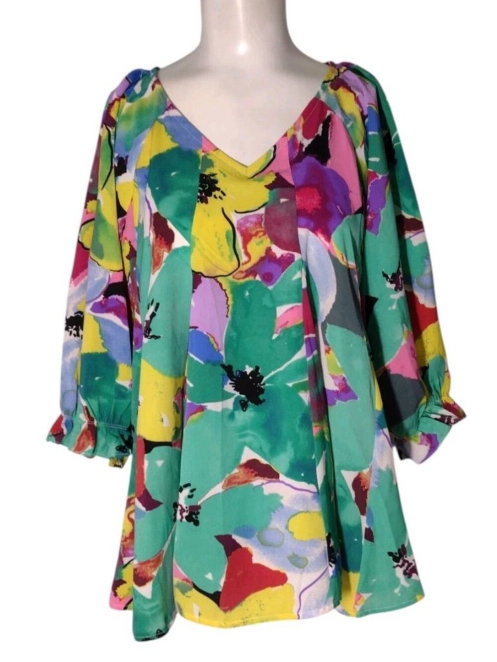 NWT Umgee Floral Swing Top S Oversized Colorful Flowy Artsy Boho